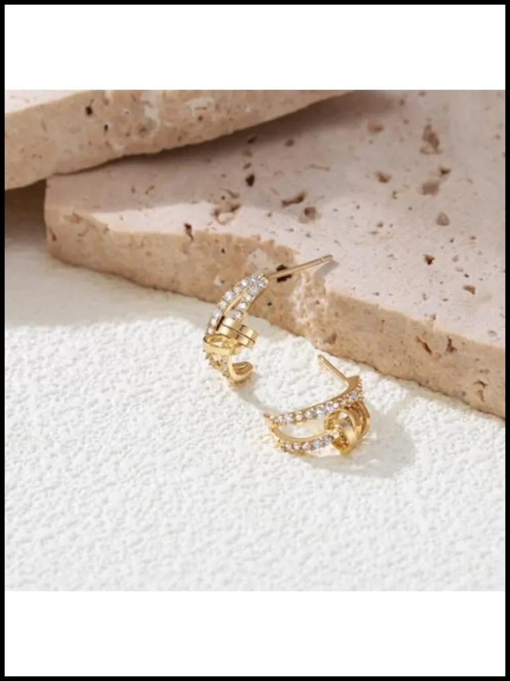 14K Gold Plated Cubic Zirconia Hoop Earrings for Women